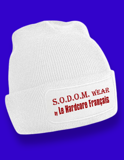 Bonnet blanc S.O.D.O.M. wear by Le Hardcore Français (logo rouge)