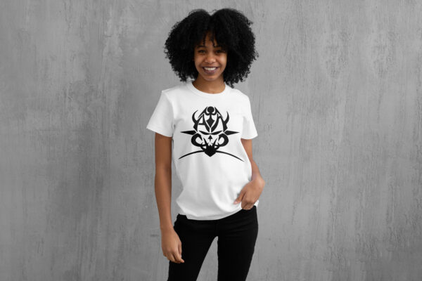T-shirt blanc femme S.O.D.O.M. / Armaguet Nad (logo imprimé noir devant)