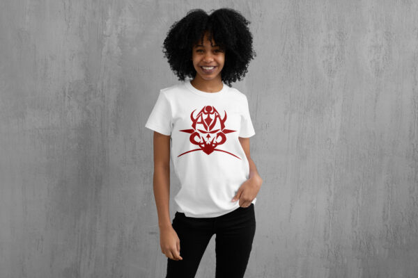 T-shirt blanc femme S.O.D.O.M. / Armaguet Nad (logo imprimé rouge devant)