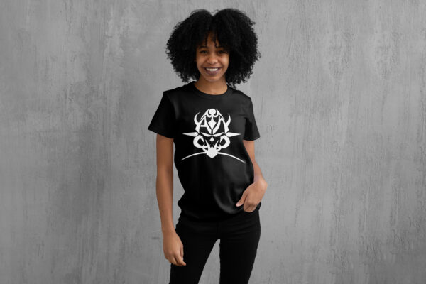 T-shirt noir femme S.O.D.O.M. / Armaguet Nad (logo imprimé blanc devant)
