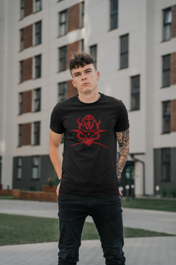 T-shirt noir homme S.O.D.O.M. / Armaguet Nad (logo imprimé rouge devant)